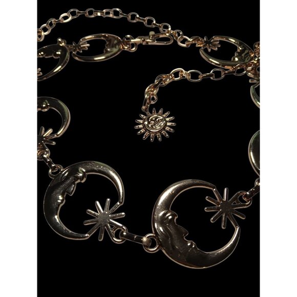 Womens Belt Gold Tone Lunar Crescent Moon Star Celestial Adjustable Plus Size 2X main image 6